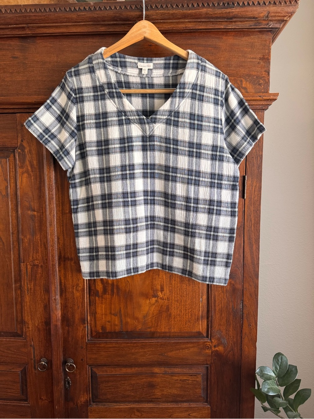 Garnet Hill Organic Cotton Checkered Plaid Top